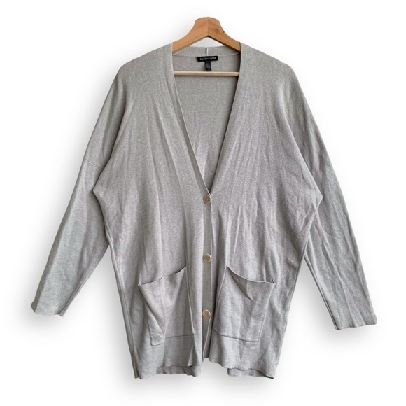 Eileen Fisher Cardigan L Pearl Cotton Silk Blend - Picture 4 of 13